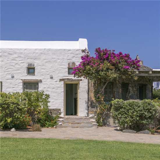 The Beach Path Seaside Villas are built from materials found naturally on Paros,Greece, such as stone and marble. Visitors will be captivated by the unique architecture at first sight, as it is completely integrated into its surroundings.